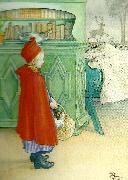 Carl Larsson rodkappan l oil painting reproduction